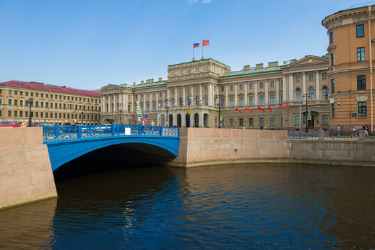 View of the Blue Bridge and the Mariinsky Palace on a June afternoon, Saint-Petersburg