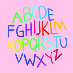 Hand drawn colorful alphabet Free Vector