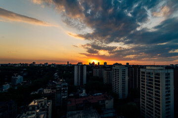 sunset over the city