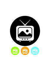 TV showing nature landscape vector icon