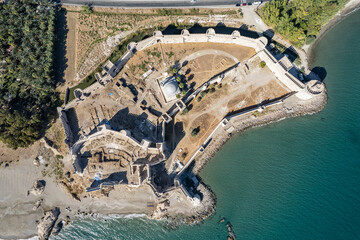 Panoramic view of the Mamure Castle in Anamur Town, Turkey