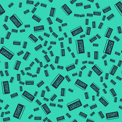 Black Ribbon in finishing line icon isolated seamless pattern on green background. Symbol of finish line. Sport symbol or business concept. Vector