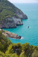Beautiful rocky sea coast in Italy with clear water