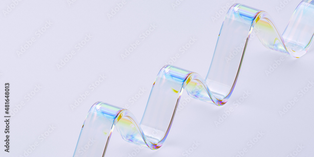 Poster dynamic abstract wave, glass wavy shape 3d rendering, geometric design element, clean technology con
