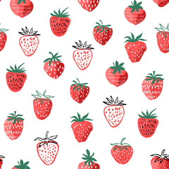Vector strawberry seamless pattern. Fruit berry background. Fruit texture - 481648638
