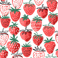 Vector strawberry seamless pattern. Fruit berry background. Fruit texture - 481648675