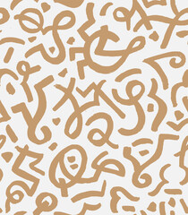 Modern Graffiti Hand Drawn Vector Seamless Pattern. Organic Nature Neutral Color Design for Fabric, Wrapping Paper, Gift Cards etc.
