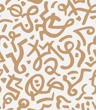 Modern Graffiti Hand Drawn Vector Seamless Pattern. Organic Nature Neutral Color Design for Fabric, Wrapping Paper, Gift Cards etc.

