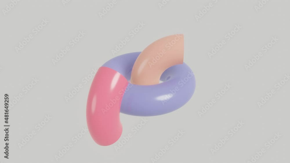 Poster multicolor geometric elements on a white background. seamless loop 3d render abstract animation