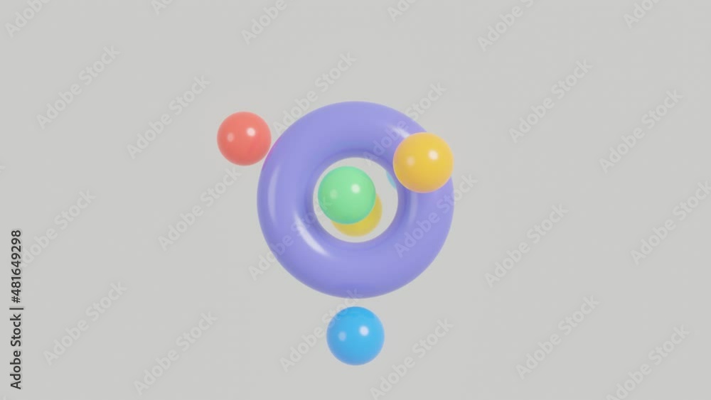 Poster multicolor geometric elements on a white background. seamless loop 3d render abstract animation