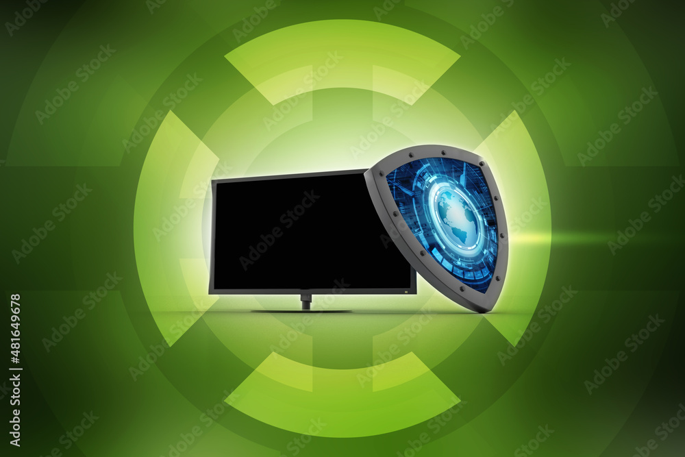 Aufkleber 3d rendering computer protection shield
