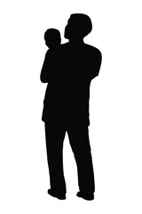 Vector illustration silhouettes of dad and son on a white background