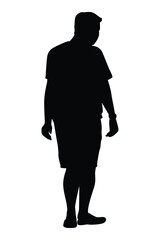 Fat man vector silhouette isolated on white background.