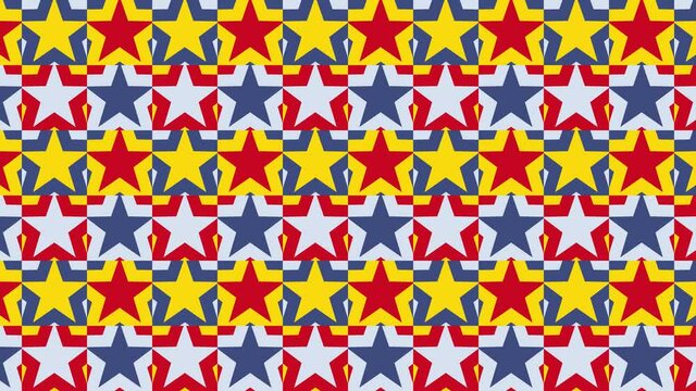 Dynamic pattern transition with multicolor stars. Holiday illustration for national events