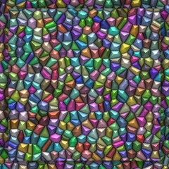 multi-coloured 3D illustration pattern and design from many tiny brightly coloured pyramid shapes