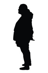 Chubby woman vector silhouette isolated on white background.
