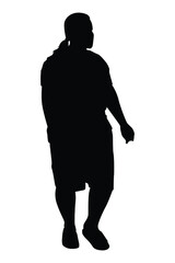 Chubby woman vector silhouette isolated on white background.