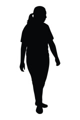 Chubby woman vector silhouette isolated on white background.
