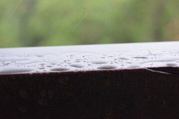 rain drops on the balcony