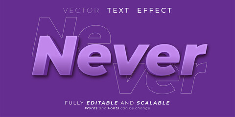 Editable text effect Never 3d effect font style concept