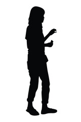 Young woman silhouette vector on white background