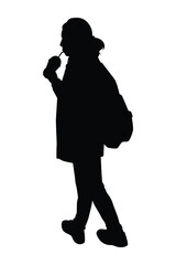 Young woman silhouette vector on white background