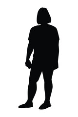 Young woman silhouette vector on white background