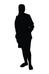 Young woman silhouette vector on white background