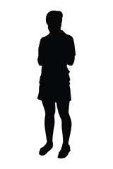 Young woman silhouette vector on white background