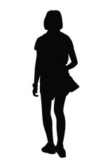 Young woman silhouette vector on white background