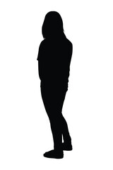 Young woman silhouette vector on white background