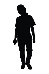 Young woman silhouette vector on white background