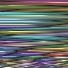 multi-coloured 3D illustration pattern and horizontal striped design from many tiny brightly coloured pyramid shapes