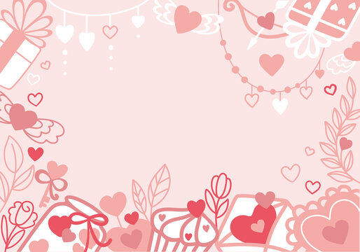 Background for sales on Valentine's Day. Festive themed hearts flowers gifts for valentine's day © Ekaterina