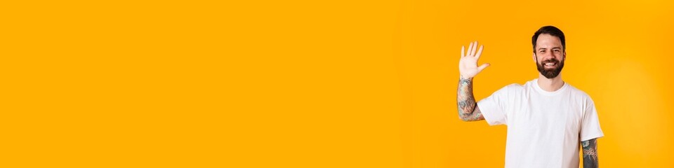 Portrait of a happy brunette bearded man © Drobot Dean