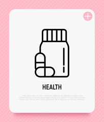 Supplement for pets thin line icon. Veterinary clinic. Modern vector illustration of medical drugs.