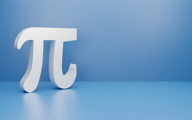 3D Pi Number Mathematic education symbols isolated on blue background with copy space use for banner. Math operation concept. computation icon colorful Geometry shape, 3D rendering.