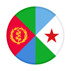 round icon with eritrea and djibouti flags. vector illustration isolated on white background