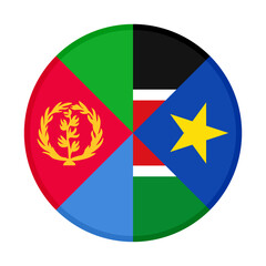 round icon with eritrea and south sudan flags. vector illustration isolated on white background
