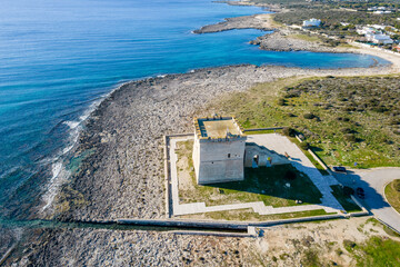 Vista aerea di porto cesareo, lecce, puglia
