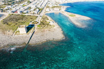 Vista aerea di porto cesareo, lecce, puglia