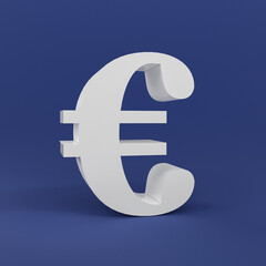 3D Euro symbol isolated on blue background. economy large foreign exchange, Forex Trading concept, detailed 3D font character, Currency 3D rendering.
