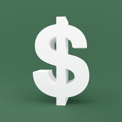 3D Dollar symbol isolated on green background. economy large foreign exchange, Forex Trading concept, Currency 3D rendering.
