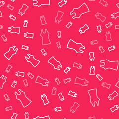 White line Woman dress icon isolated seamless pattern on red background. Clothes sign. Vector