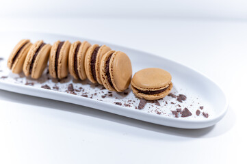 chocolate macarons, white dessert france