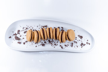 chocolate macarons, white dessert france