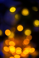 golden christmas lights at night, bokeh, background
