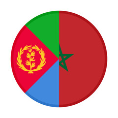 round icon with eritrea and morocco flags. vector illustration isolated on white background