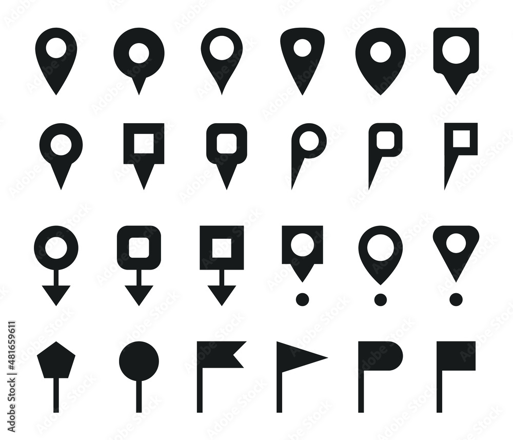 Poster map pointer icon set. map pin icons. location pin icon collection. marker for maps. navigation symbo