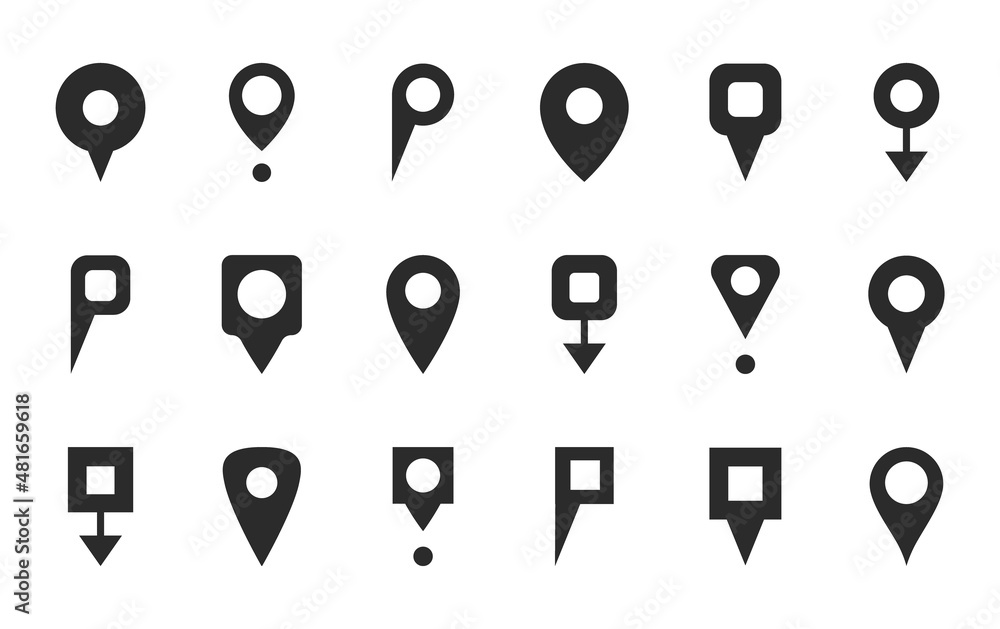 Poster map pointer icon set. map pin icons. location pin icon collection. marker for maps. navigation symbo